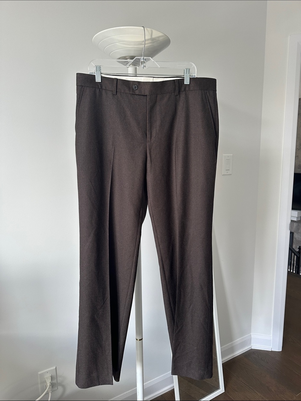 Sandro Paris Wide-Leg Virgin Wool Dress Pants Trousers brown